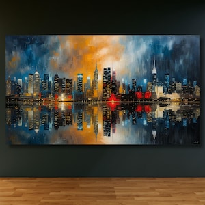 New York Canvas Wall Art, Manhattan Abstract Landscape Canvas Decor, Cityscape Canvas Art Print, New York Skyline Print, Traveler Gift art