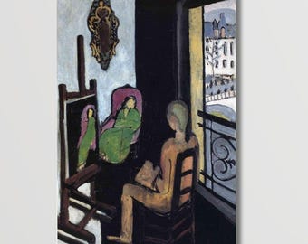 Henri Matisse Laurette in Green Chair Canvas Print, Woman Portrait Painting