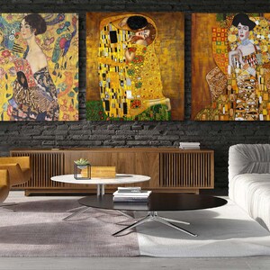 Zestaw wydruków na płótnie Gustav Klimt: Dama z wachlarzem, galeria ścienna