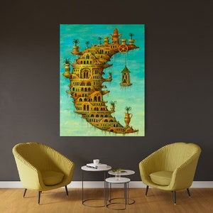 Living on the Moon by Salvador Dalí Canvas Wall Art Print Salvador Dali Exhibition Poster Print Surrealism art,Salvador Dali CANVAS