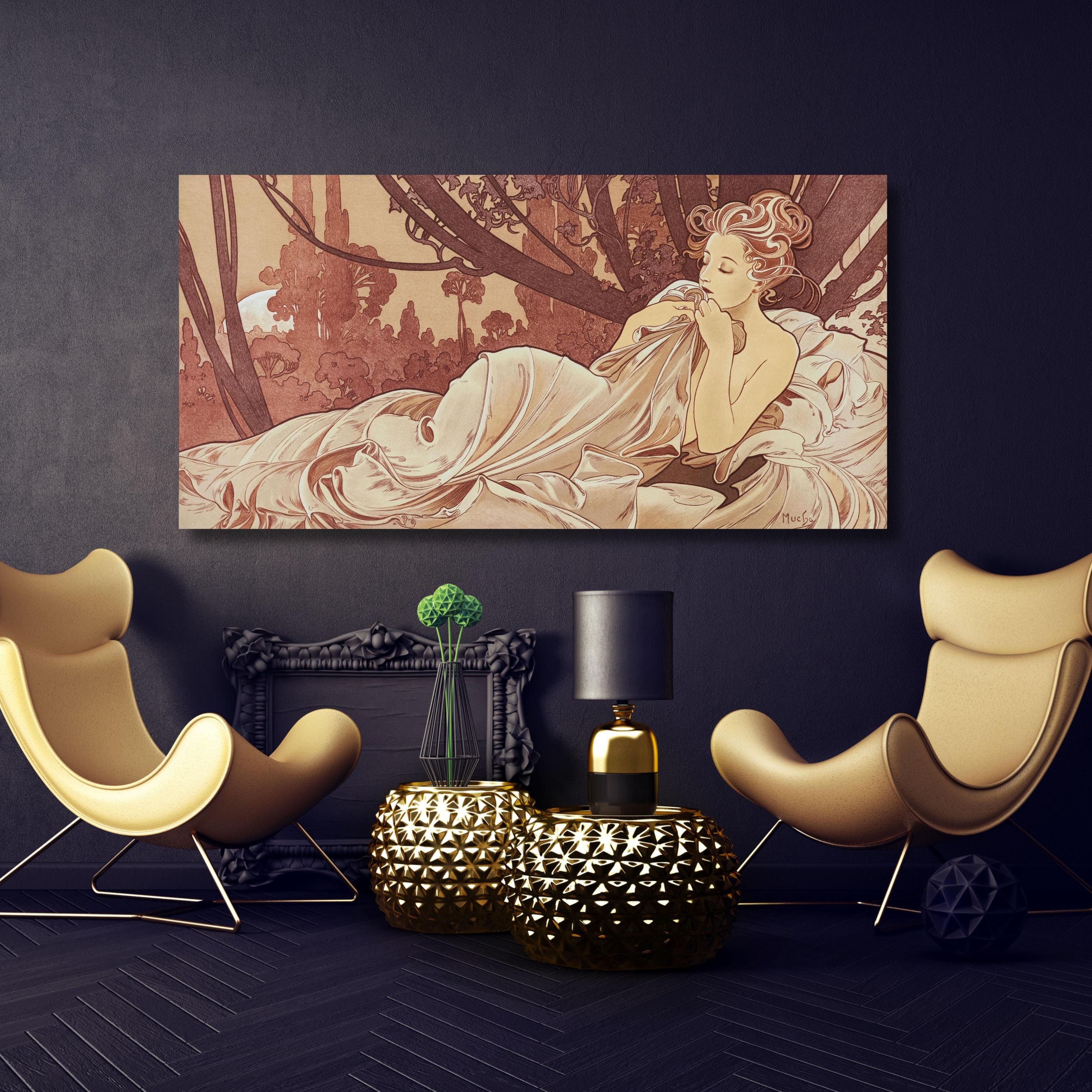 Alphonse Mucha Art Nouveau Canvas Print: Dusk Goddess Poster - Etsy