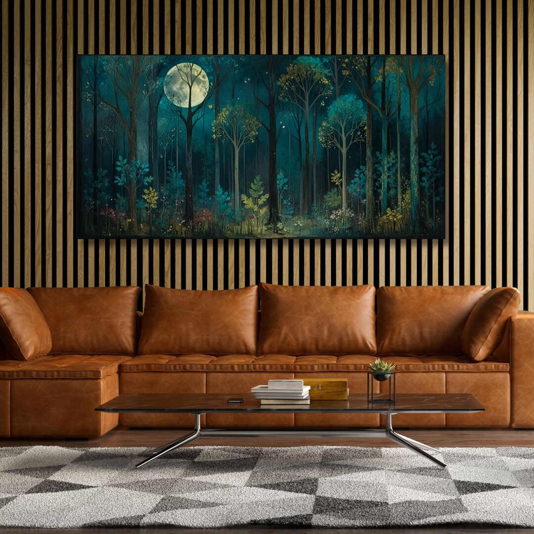 Moon Night Starry Forest Wall Art Mystical Midnight Sign Print Forest ...