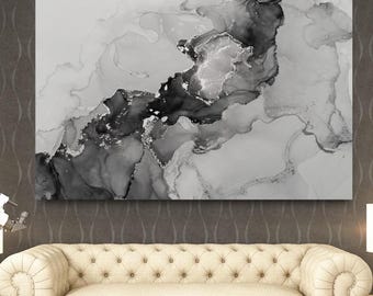 Lienzo de mármol plateado con diseño de mármol, arte abstracto en lienzo, decoración de pared de mármol grande, fondo de mármol morado moderno, mármol morado abstracto dorado