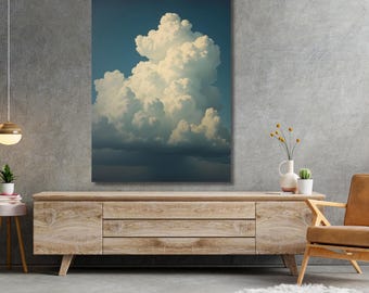 Cloud Canvas Wall Art Large Cloudy Sky Painting Cloud Painting White Cloud Abstract Painting Blue Sky Painting Large Cloud Canvas Art gift