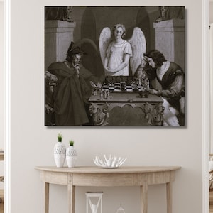 Faust And Mephistopheles Playing Chess Canvas Frederich August Moritz Faust And Mephistopheles Playing Chess Abstract Wall Art Home Decor