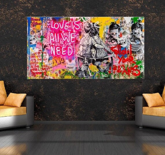Banksy Graffiti Canvas Art, Love is All We Need, Street Art Decor