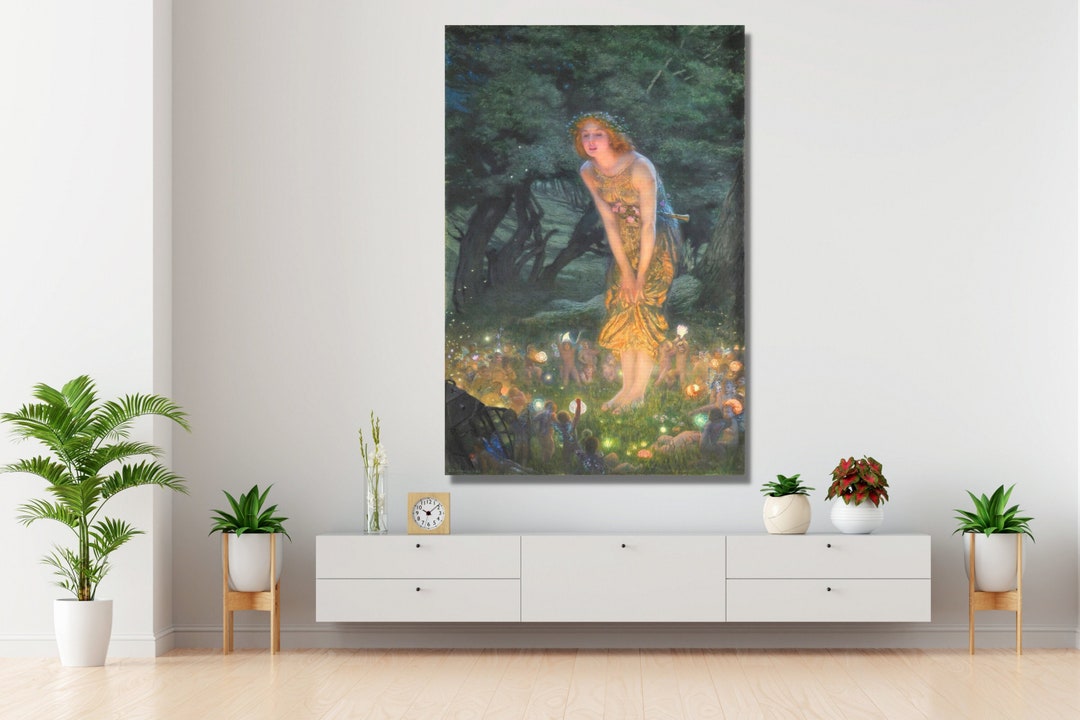 Midsummer Eve Girl Fairy Forest Little Fairies 1909 Painting by Edward