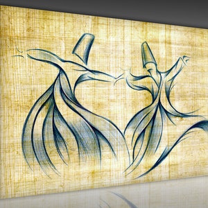 Islamic Wall Art, Canvas Print, Islamic Arts, Canvas Print, Islamic decor Gifts Mevlana whirling dervish Canvas Wall art Arabic Calligraphy