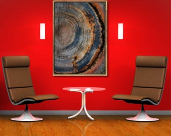 Abstract Tree Ring Canvas Art, Modern Farmhouse Wall Decor