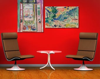 Set Of 2 Henri Matisse Canvas Matisse Posters set Open Window Poster View of Collioure Print Henri Matisse wall art Henri Matisse wall set
