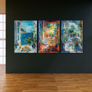Set Of 3 Henri Matisse The Open Window Canvas Wall Art Office Wall Modern Wall Art Henri Matisse Style Fauvism  Gallery Wall Art orange tree