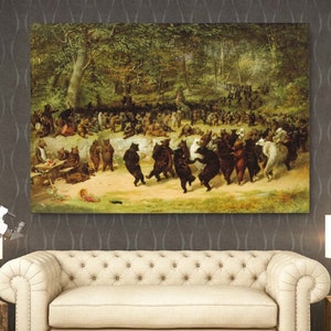 William Holbillquart Beard The Bear Dance 1870 Leinwand Wandkunst William Holgrave Beard Reproduktion Decor Bear Dance Poster Ausstellung Kunstwerk