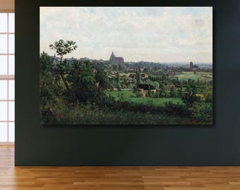 Large Framed Vintage Canvas Wall Art background Study of a landscape before Wildflower Field Gallery Wrapped Giclee Wall Decor