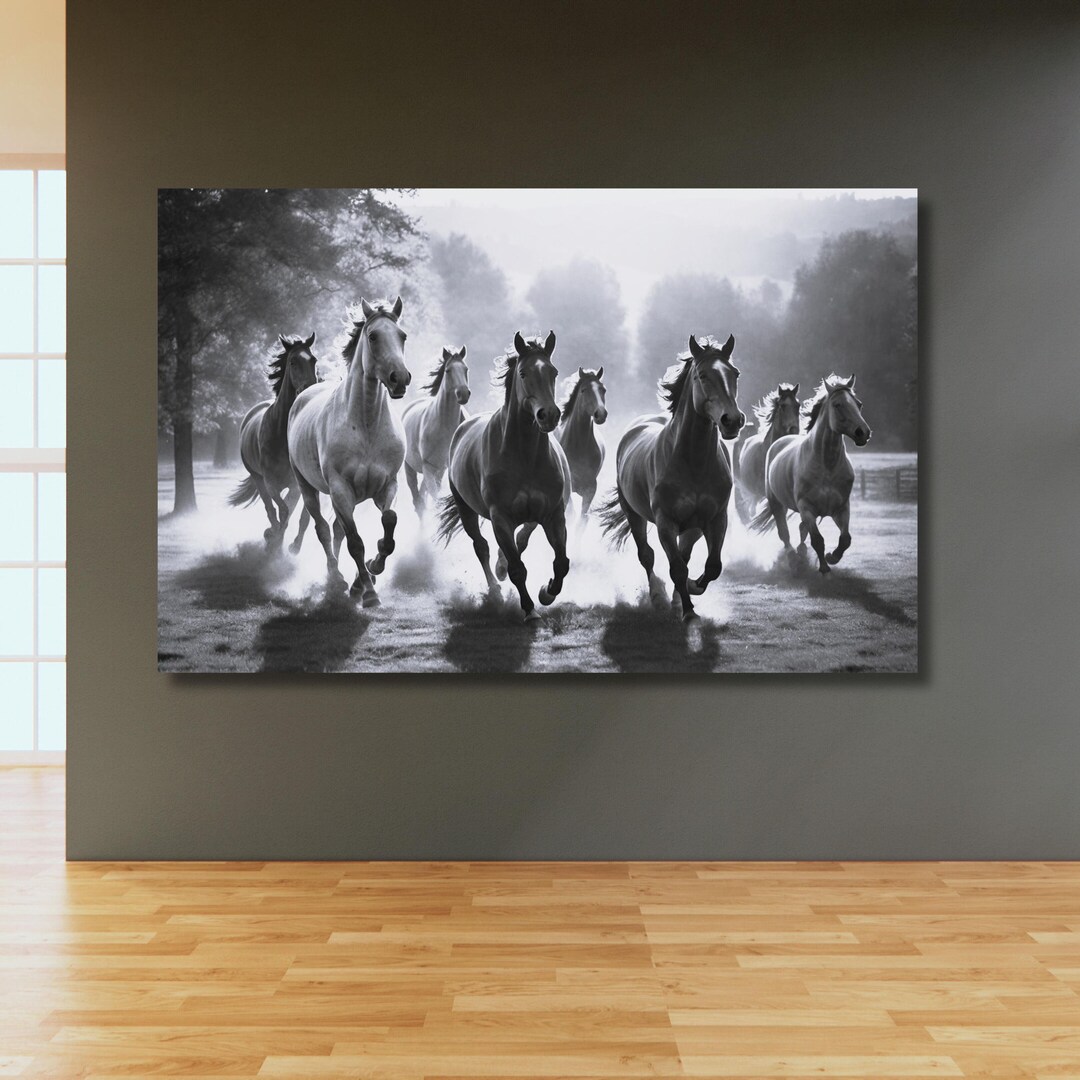 Horse Print Art 8 Running Horses Canvas Wall Art, Animal Painting ...