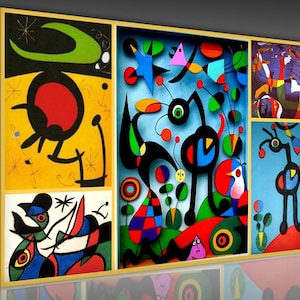 Joan Miro Canvas Wall Art,Abstact Canvas, Surreal wall art,Wrapped Surreal Canvas,Joan Miró Abstract Surrealism Art Joan Miro 2