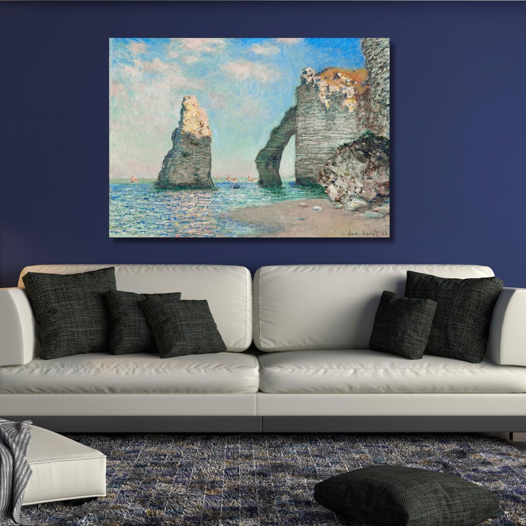 Claude Monet the Cliffs at Etretat Canvas Wall Art, Etretat Cliffs ...