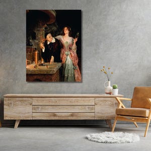 John Collier Exhibition Poster,Portrait of The Hon Mrs Harold Ritchie by John Collier Canvas Print Art John Collier Raphaelesque Head art