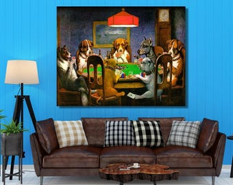 Dogs Playing Poker Canvas Print, Cassius Marcellus Coolidge, Wall Art