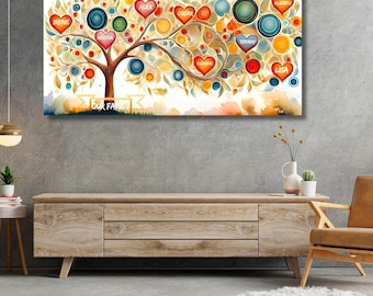 Family Tree Names Canvas Wall Art Mum Birthday Gift For Parents For Grandparents Families Gifts From Children Grandchildren Tree of Life Art