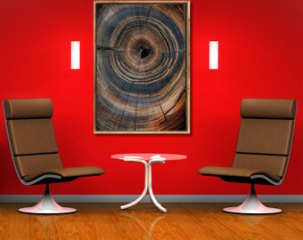 Abstract Tree Ring Canvas Art, Modern Farmhouse Wall Decor