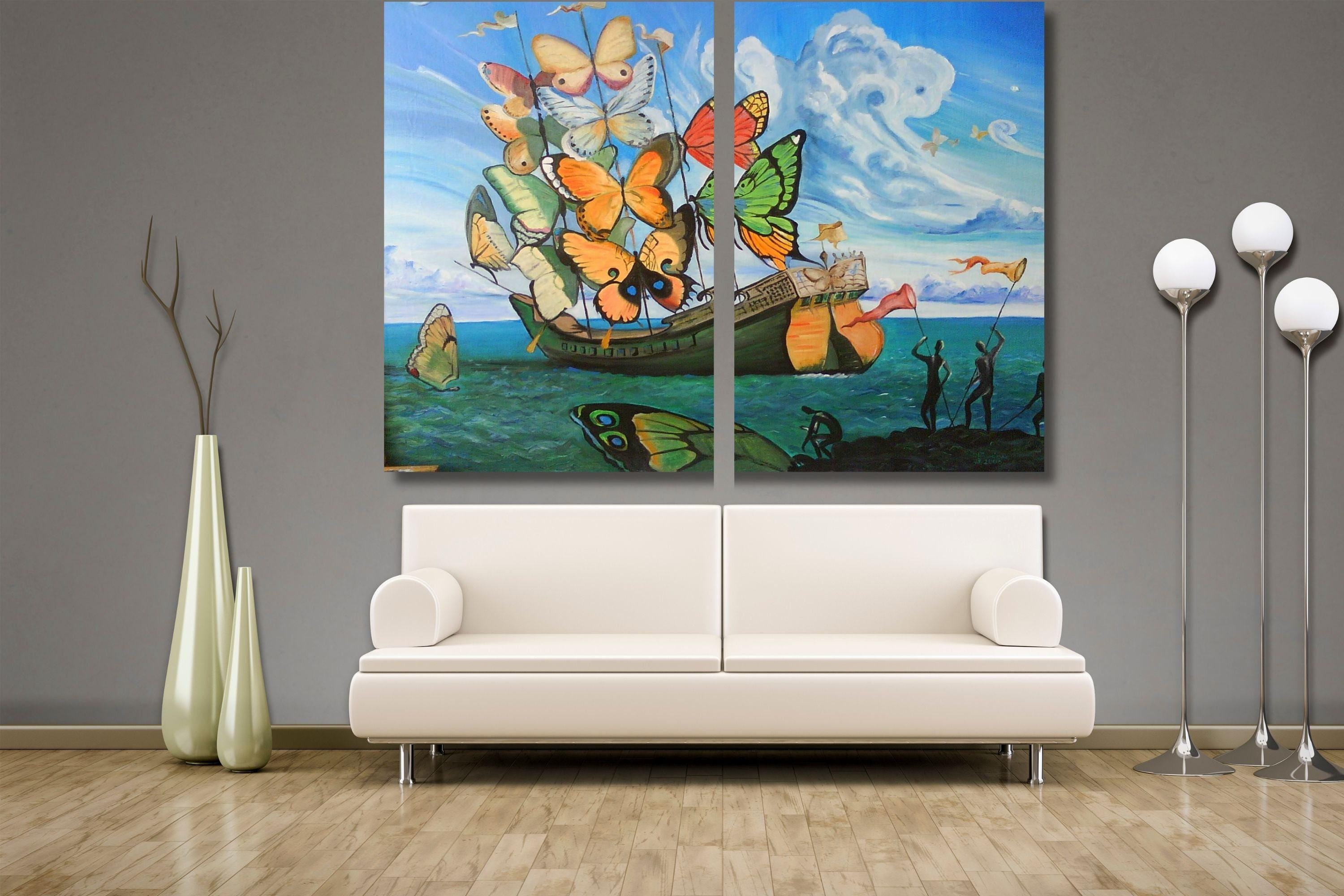 Ship With Butterfly Sails Canvas Art, Dali Canvas, Salvador Dali Print ...