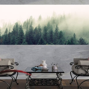 Panoramic Foggy Forest Canvas Wall Art Forest Wall Art, Nature Wall Art, Forest in Fog Print, Minimalist Wall Art, Nature Wall Gift Decor