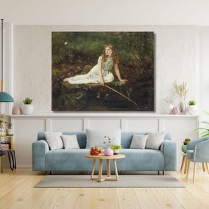 John Collier Exhibition Poster,Portrait of The Hon Mrs Harold Ritchie by John Collier Canvas Print Art John Collier Raphaelesque Head art