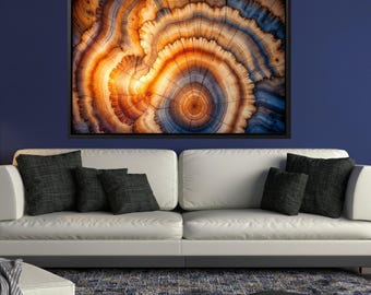Abstract Tree Ring Canvas Art, Modern Farmhouse Wall Decor