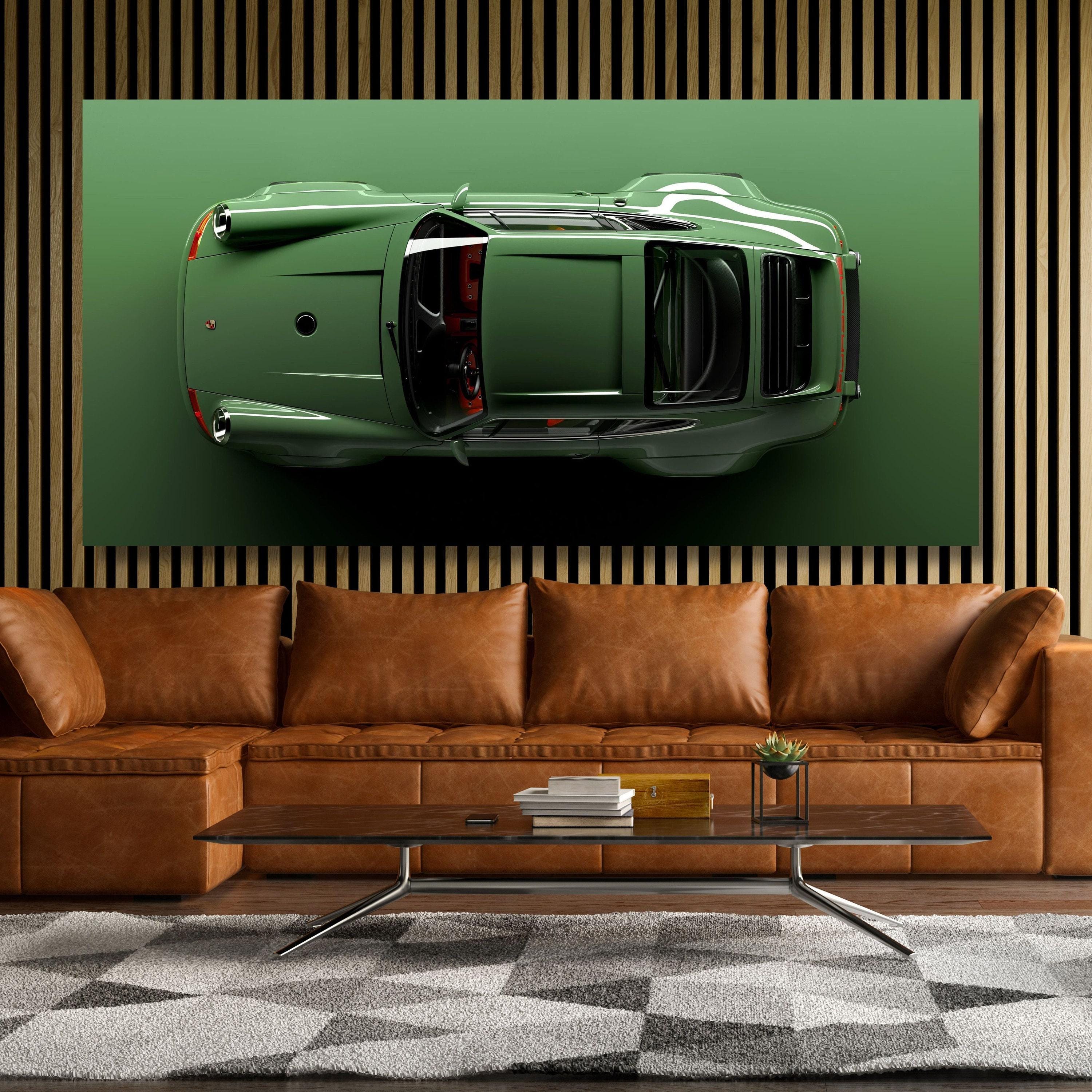グリーン ポルシェ 911 カレラ キャンバス ウォールアート、ポルシェ 