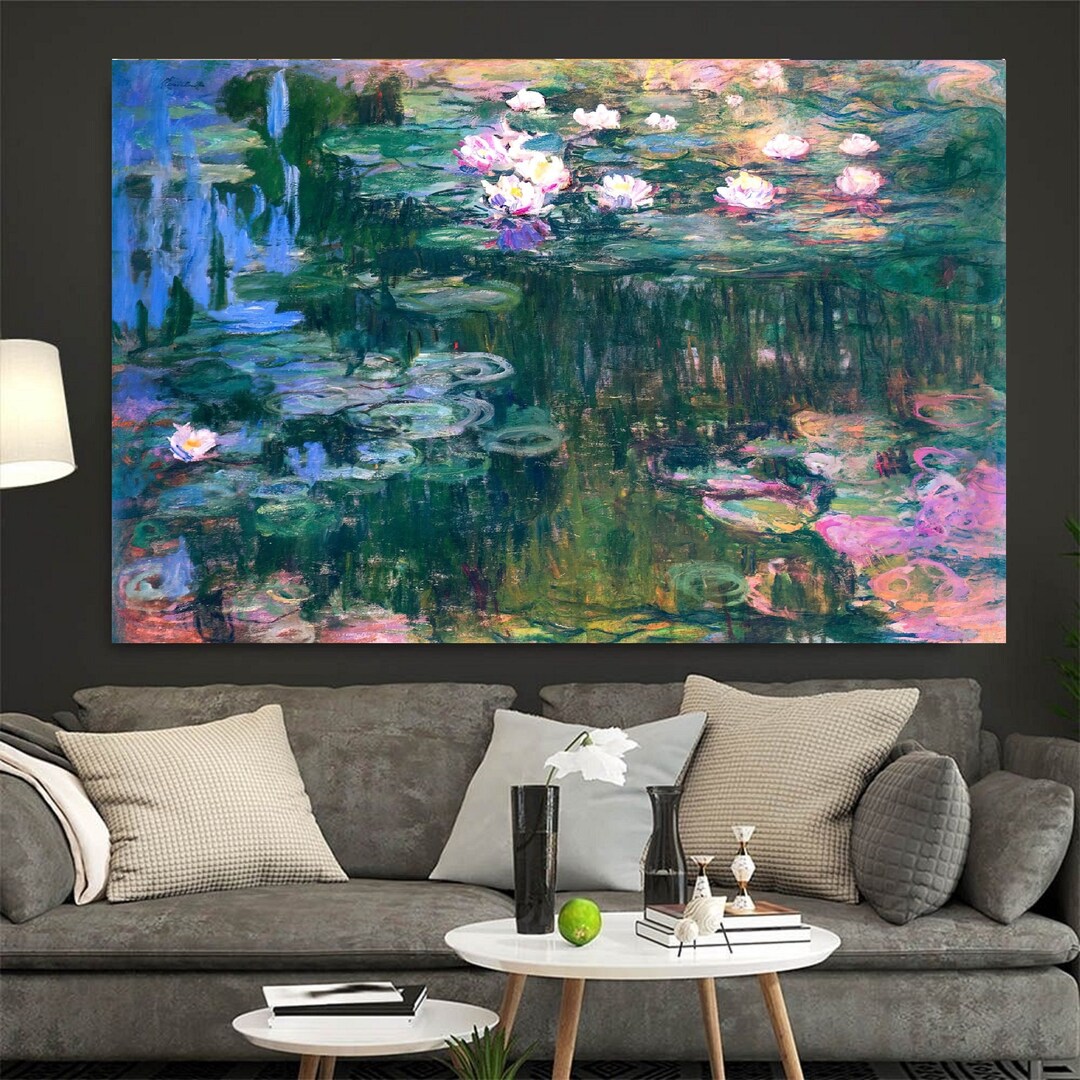 Water Lilies (1917) Claude Monet Canvas Wall Art Gallery Wrapped Giclee ...