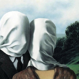 Rene Magritte Canvas Wall Art Lovers by Rene Reproduction Wall art Rene Magritte Gift Decor Surrealism Canvas Print Magritte Couple CANVAS image 1