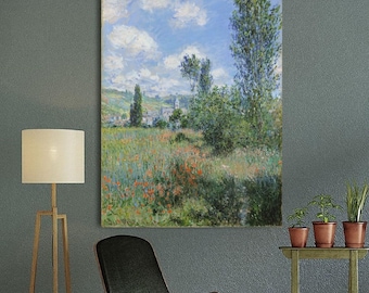 Monet Veduta di Vetheuil 1880 canvas muurkunst Claude Monet, weergave van Vétheuil Museum kwaliteit olieverf reproductie poster giclee cadeau