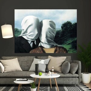 Rene Magritte Canvas Wall Art Lovers by Rene Reproduction Wall art Rene Magritte Gift Decor Surrealism Canvas Print Magritte Couple CANVAS image 2