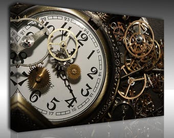 Große Leinwand Wand Kunst Uhr Wand Dekor Uhrwerk Dekor Uhr Antike Uhr Mechanismus Dekor Leinwand Räder Canvas Wohnkultur
