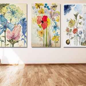 3 Piece Set Salvador Dali Poster,Salvador Dali Fleurs Print,Dali Flowers Poster,Wildflower Print, Surrealism art,Salvador Dali CANVAS