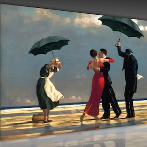 Lienzo de pareja de bailarines de tango, arte de pared, impresión de baile bajo la lluvia, obras de arte en lienzo de baile, pintura de baile, arte en lienzo