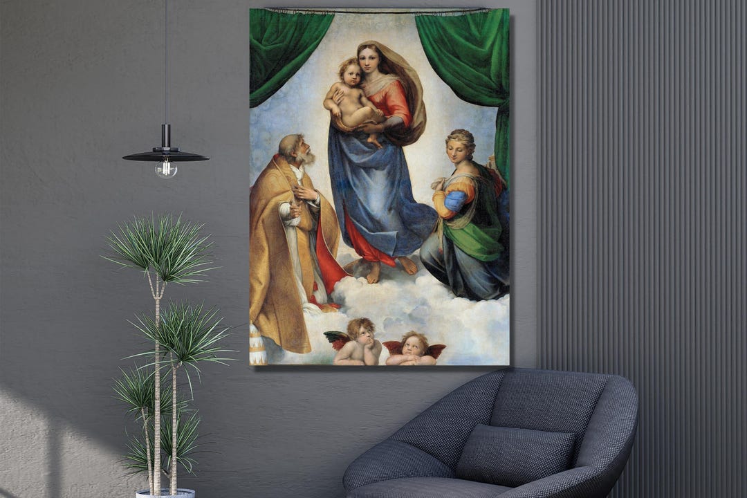 Raphael Sistine Madonna 1513-14 Canvas Wall Art Raphael Printable Art ...
