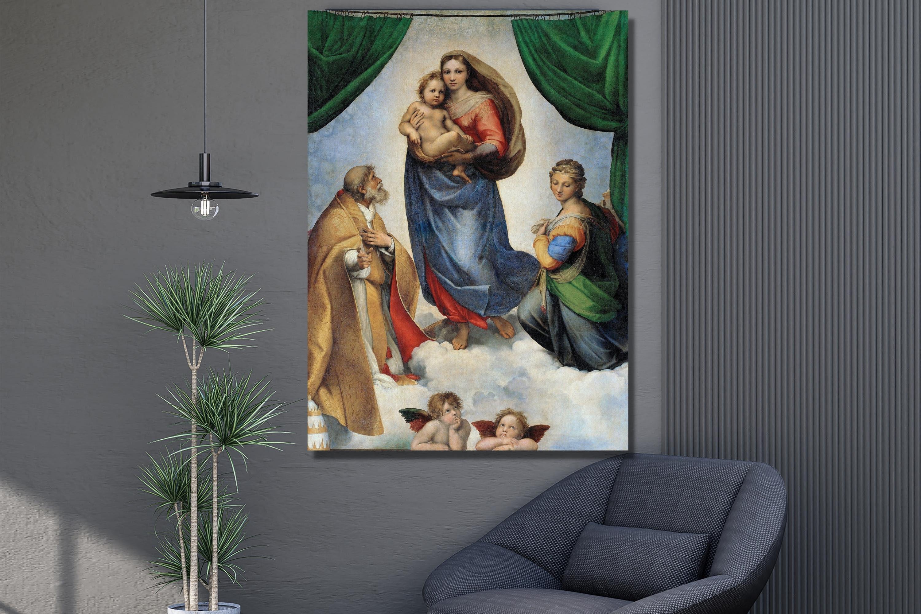 Raphael Sistine Madonna 1513-14 Canvas Wall Art Raphael Printable Art ...