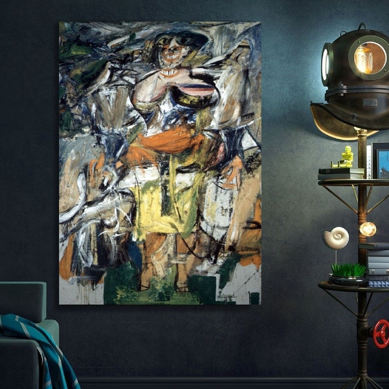 Willem De Kooning Woman and Bicycle Canvas Wall Art Rosy - Etsy