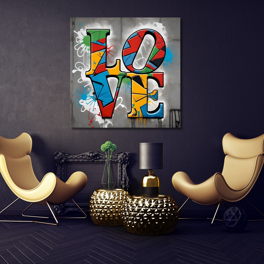 Banksy Love Graffiti Canvas Wall Art Banksy Love Canvas Print, Graffiti