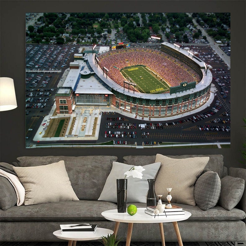 Lambeau Field Aerial View Stadium Canvas Wall Art Sports Etsy