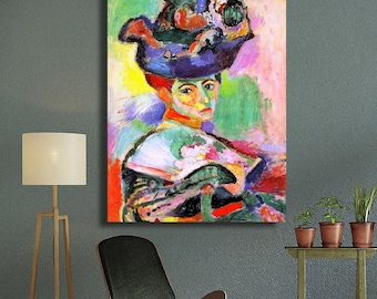 Matisse The woman with hat  Canvas Wall Art Henri Matisse Modern Wall Art Matisse Matisse Haus Museum Abstract Vintage Gallery Exhibition