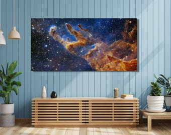 James Webb Weltraumteleskop James Webb Säulen der Schöpfung Nasa Dying Star Weltraum Kosmische Klippen Leinwand Wandkunst Galaxien und Sterne Dekorkunst