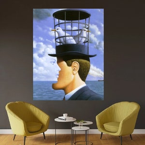 Rene Magritte Canvas Wall Art Mirror Face Doves Hat Cage Sea Rene Reproduction Wall art Rene Magritte Gift Decor Pedernal Print CANVAS image 2