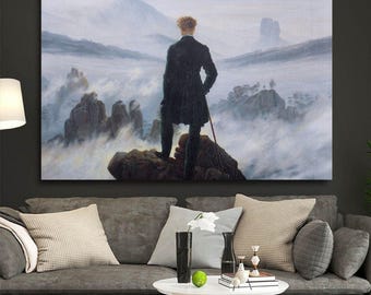 Wanderer Above the Sea of Fog Canvas Print, Caspar David Friedrich Art
