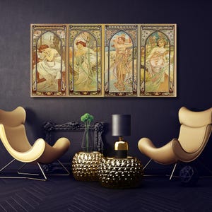 Lithographie vintage Alphonse Mucha déesse Art Nouveau femme énorme beauté Nature Art affiches murales énorme décor aube 1899 par Mucha
