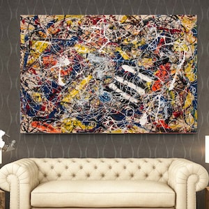 Extra Large Canvas Wall Art Jackson Pollock Canvas Wall Art Abstract Wall Art Home and Living Room Decor Jackson Pollock Convergence