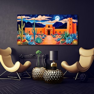 Südwest Wüste Leinwand Wand Kunst, Wüste Leinwand Druck Kunst, Kaktus Wohnkultur, Kaktus Poster, Boho Sun Moderne Malerei Minimalismus Retro Sonnenuntergang