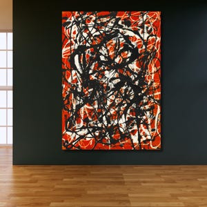 Pollock Extra Large Canvas Wall Art Red Jackson Pollock Canvas Wall Art Arte astratta da parete Decorazione per la casa e il soggiorno Pollock art Regalo tela