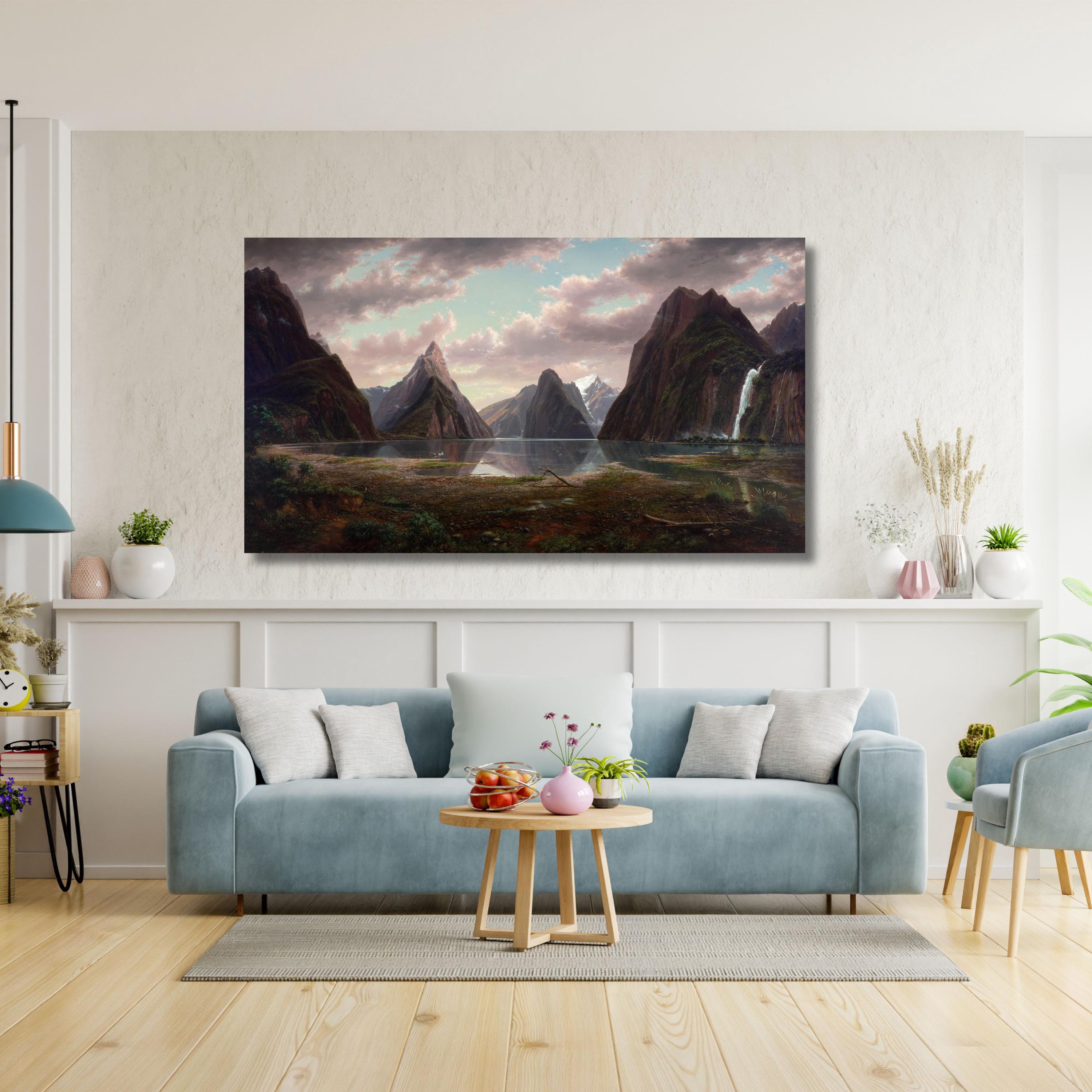 Milford Sound Canvas Art Print: New Zealand Landscape Reproduction